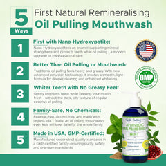 Dale Audrey oil pulling action swirl demonstrates cleansing and breath refresh.