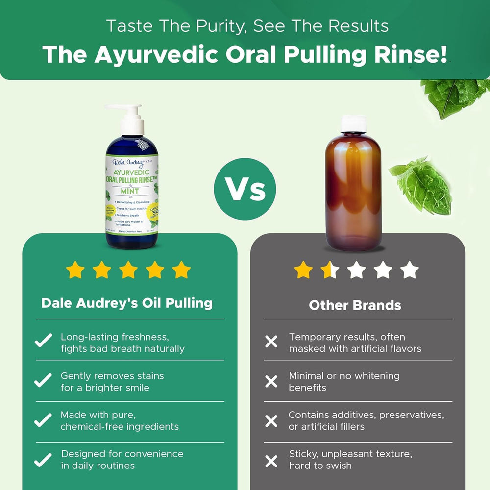 Dale Audrey peppermint flavoring enhances fresh breath throughout the day.