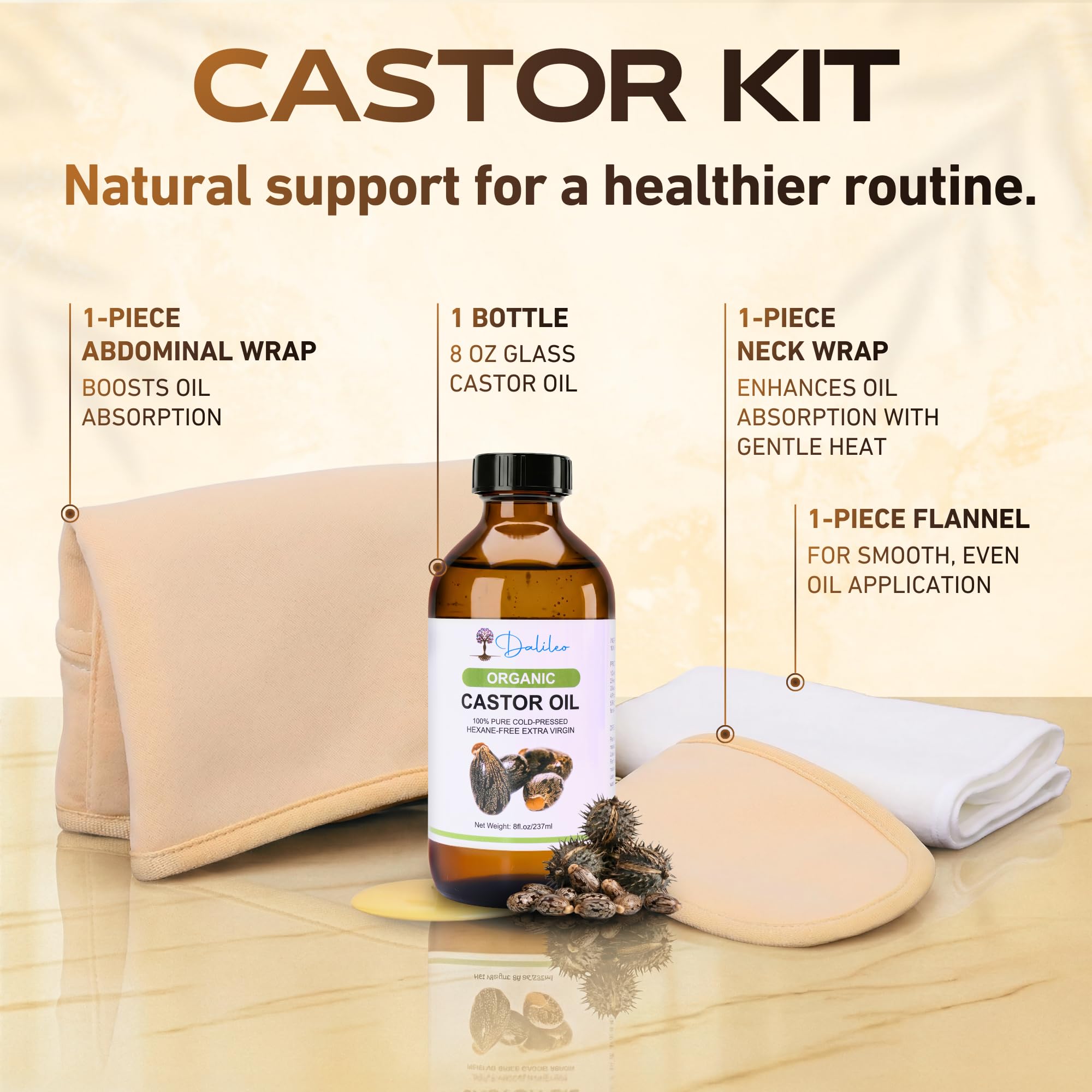DaliLeo castor oil pack wrap neck provides soothing warmth.
