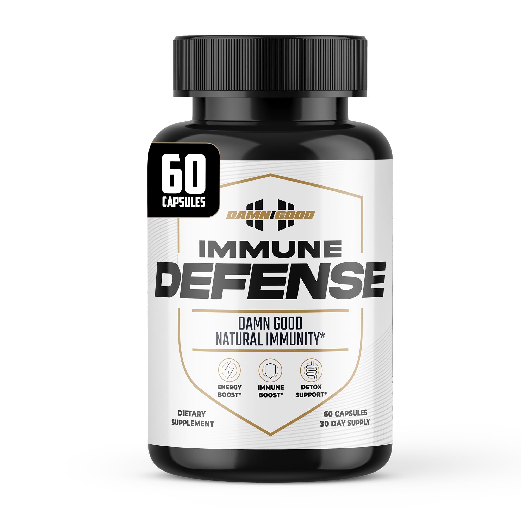 DAMN GOOD Hodge Twins Immune Defense bottle for daily immune support