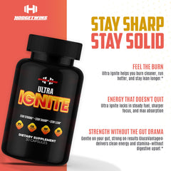 Damn Good Hodge Twins Ultra Ignite bottle-side view highlighting smooth digestion support