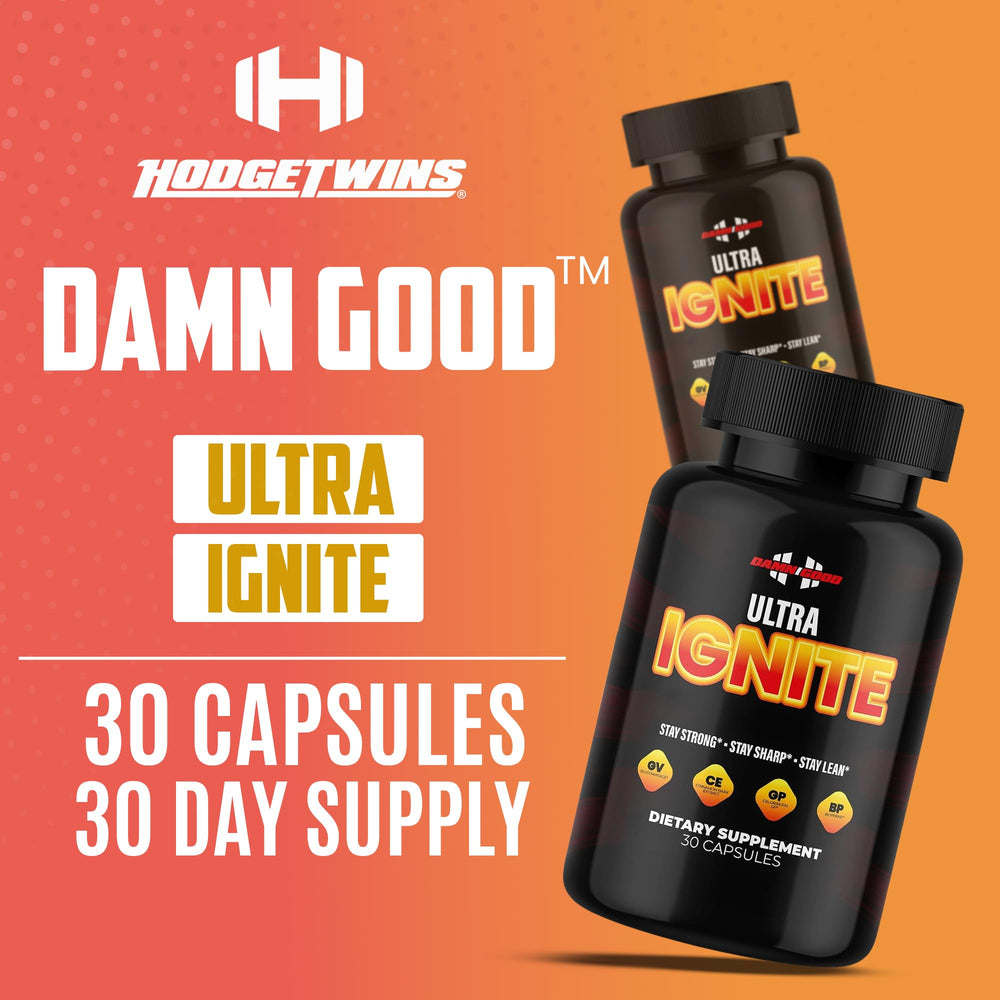Damn Good Hodge Twins Ultra Ignite heat-mode graphic suggesting boosted focus