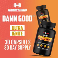 Damn Good Hodge Twins Ultra Ignite heat-mode graphic suggesting boosted focus