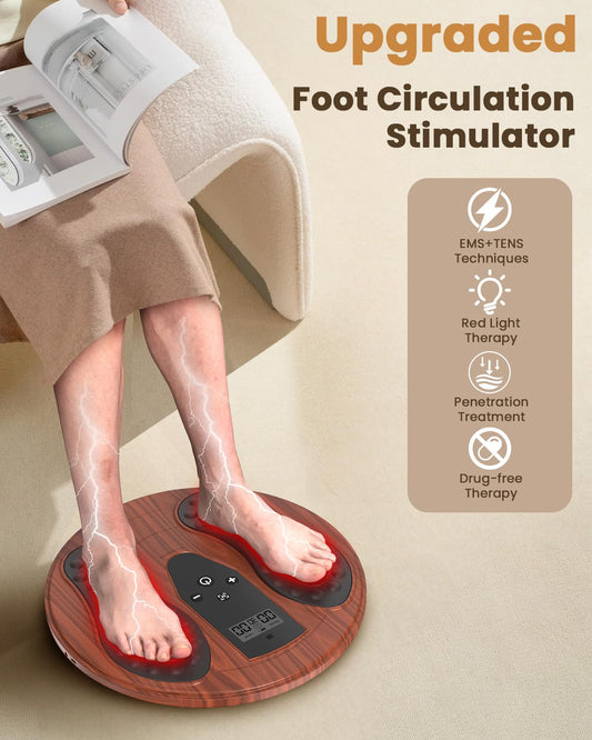 Dancespot EMS foot massager red light indicator signaling therapy feature.