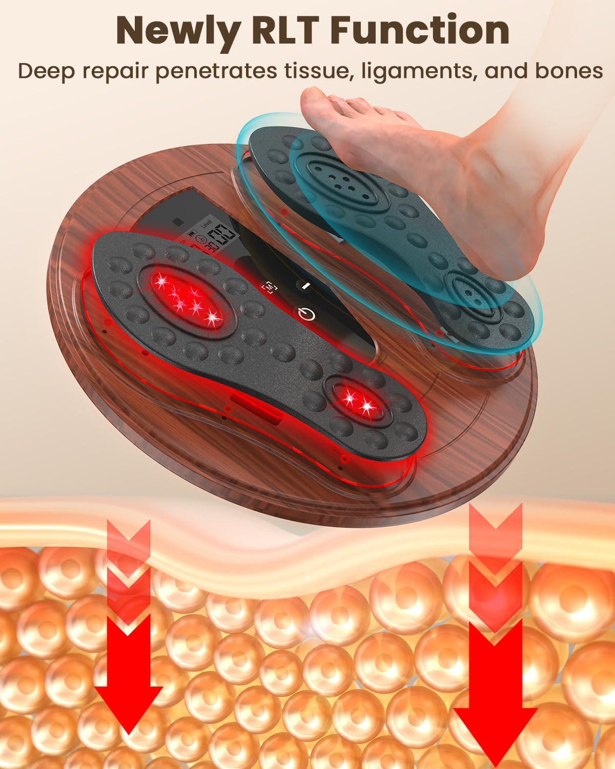 Dancespot foot massager mode display highlighting 12 modes for customization.