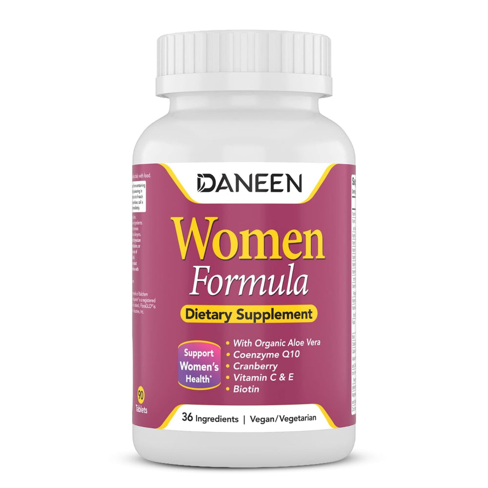DANEEN daily multivitamin for women bottle supports balanced energy.