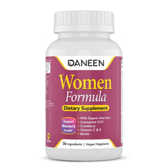 DANEEN daily multivitamin for women bottle supports balanced energy.