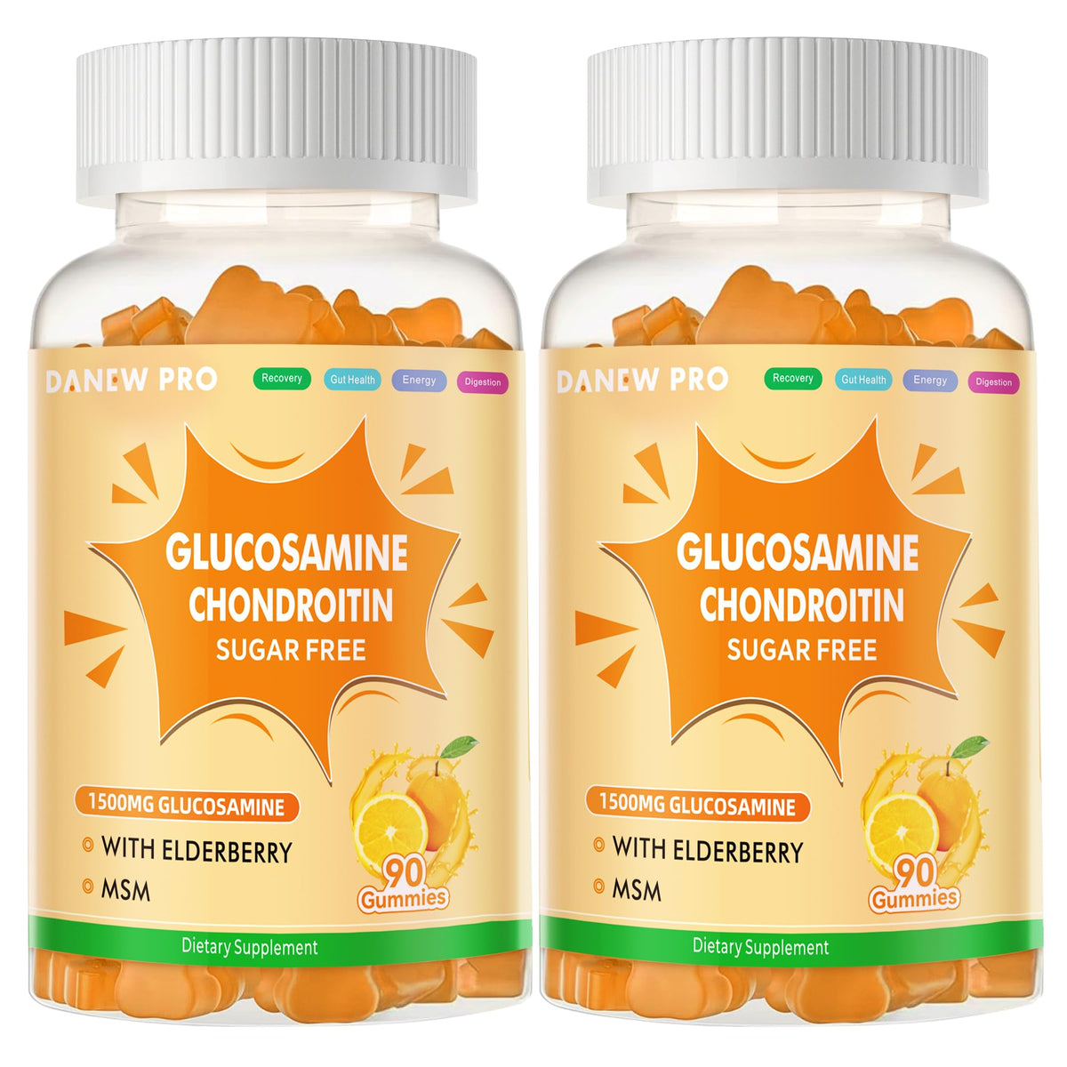 DANEW Pro Glucosamine Chondroitin Gummies bottle with orange flavor for daily use