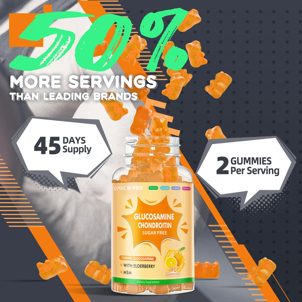 DANEW Pro Glucosamine Chondroitin Gummies bright orange color closeup