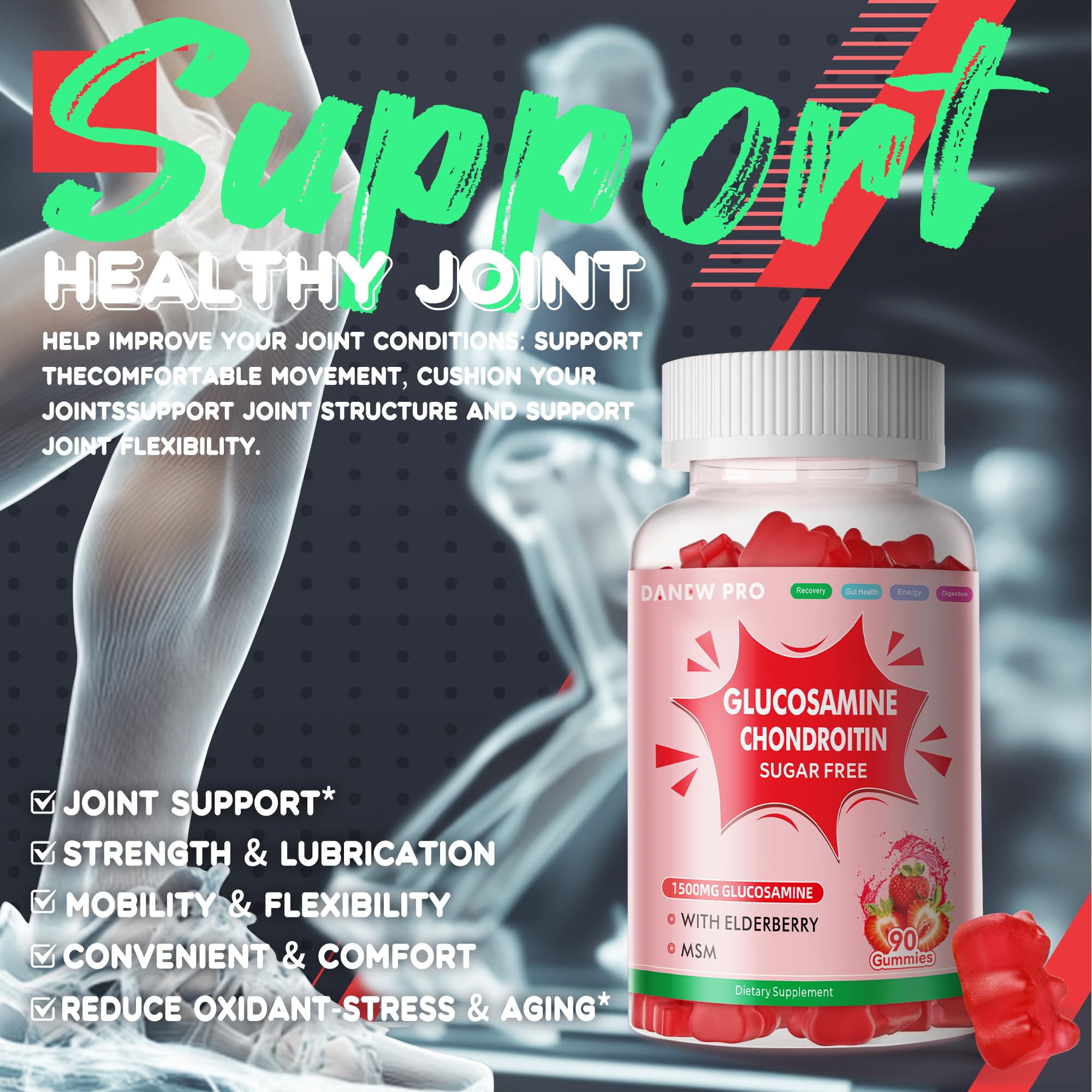 DANEW Pro gummies strawberry label provides clear dosage guidance