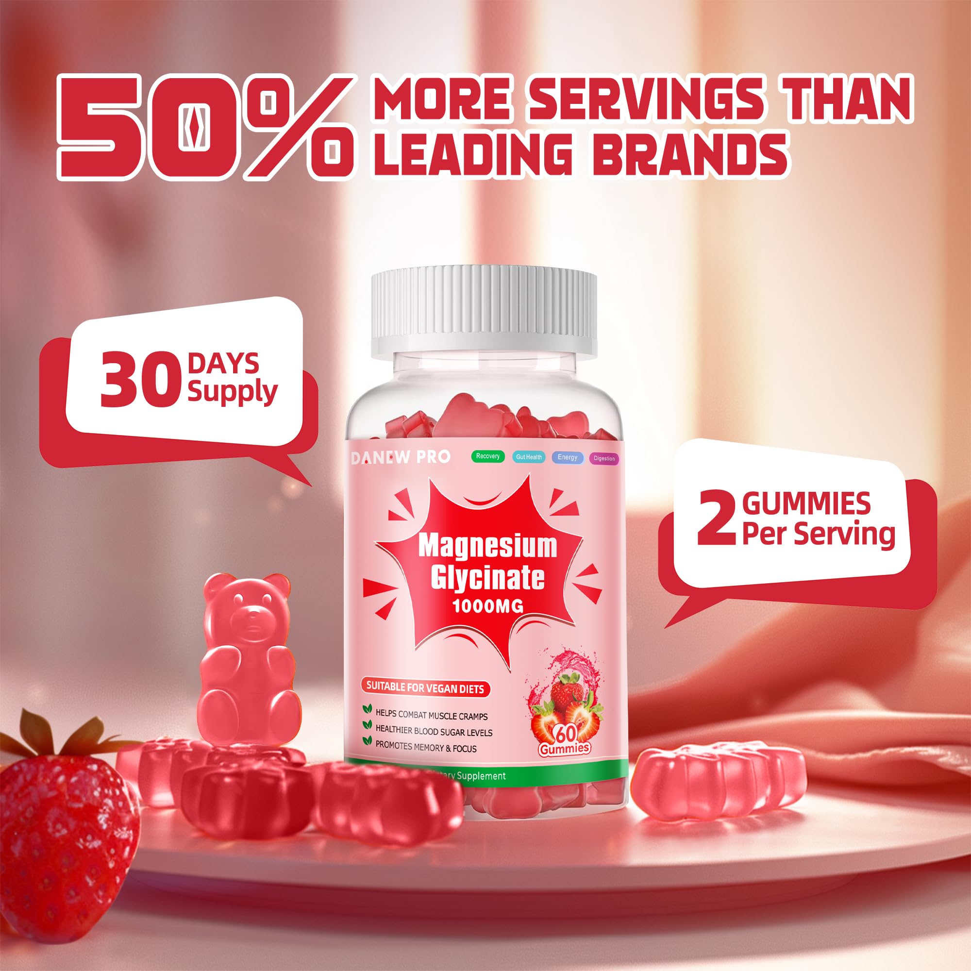 Two gummies per day shown as part of a daily routine for calm support