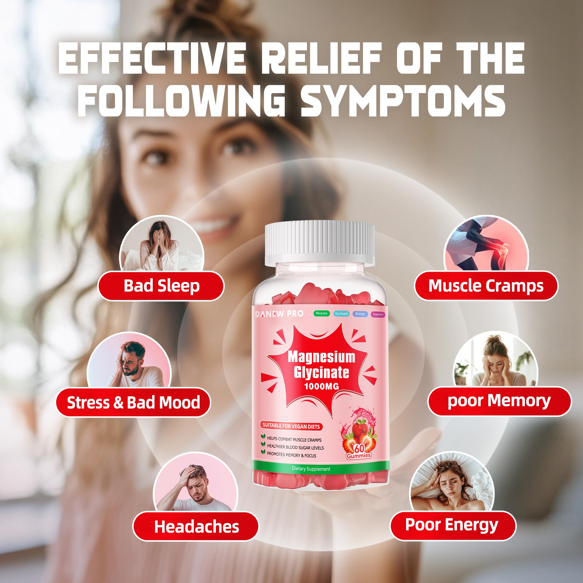 Nutrition panel on DANEW Pro bottle highlights 1000 mg magnesium per serving