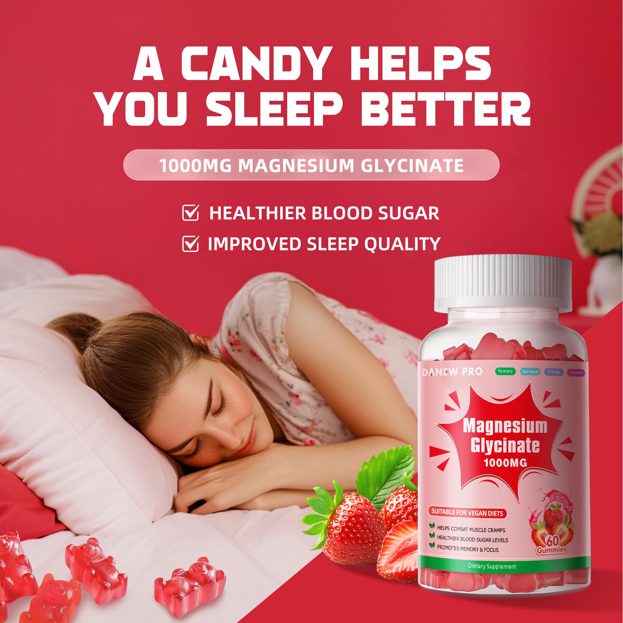 Front packaging of DANEW Pro magnesium glycinate gummies