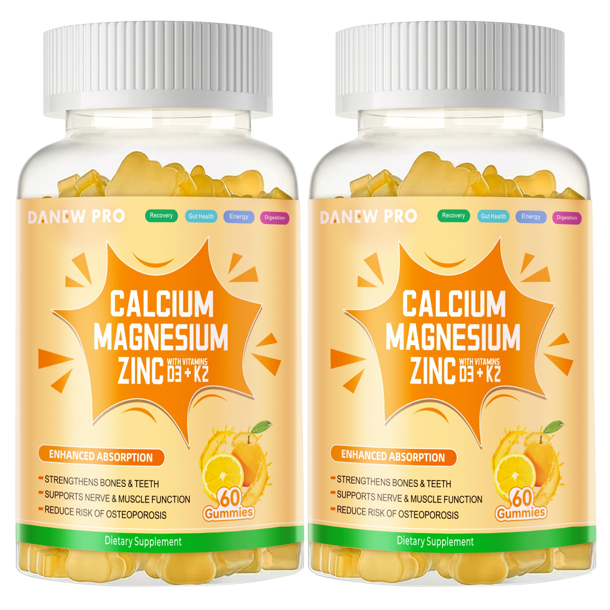 DANEW Pro bottle shows orange gummies for daily mineral support.