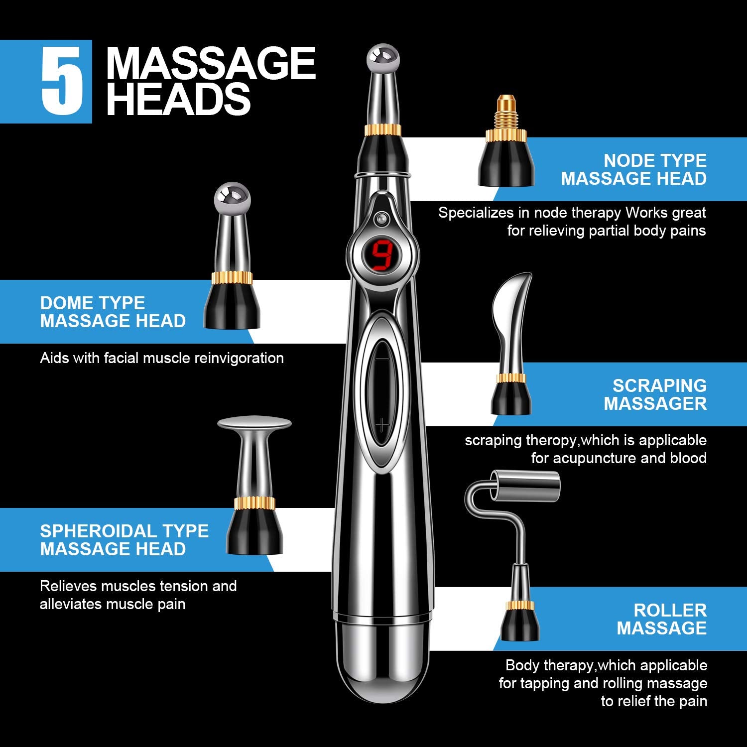 Dangshan 5-in-1 acupuncture pen meridian detection feature in action.