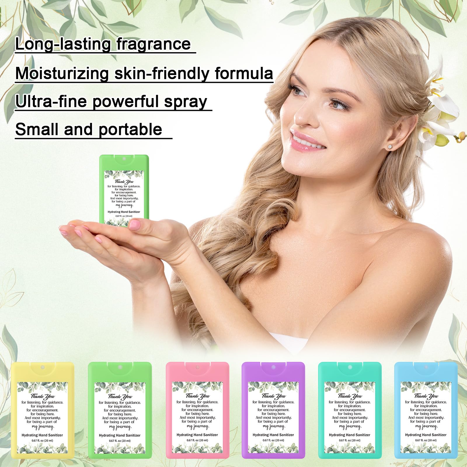 Dansib six inspirational labels add positive notes on each spray.
