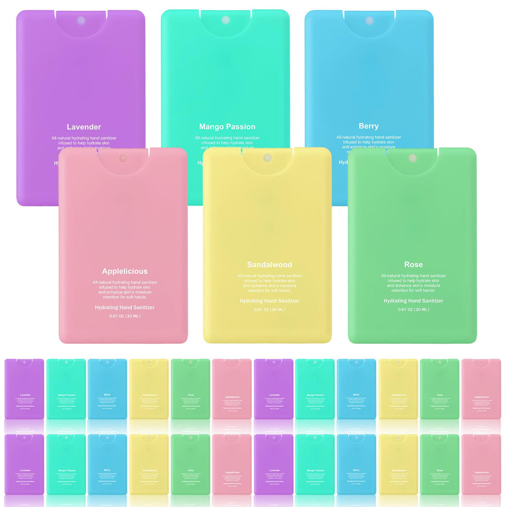 Dansib 24-pack hand sanitizer sprays front view, compact and travel-ready in vibrant colors.