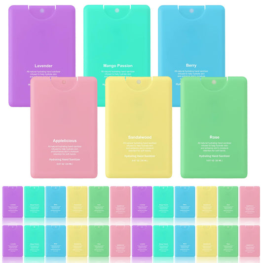Dansib 24-pack hand sanitizer sprays front view, compact and travel-ready in vibrant colors.
