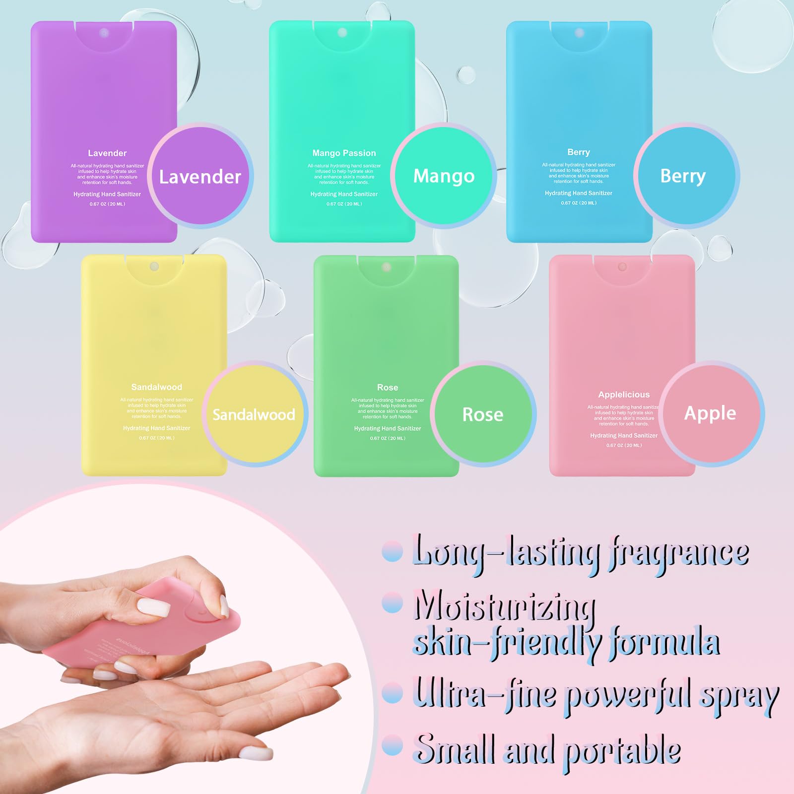 Dansib 24-pack hand sanitizer sprays showing variety of styles for individual preferences.