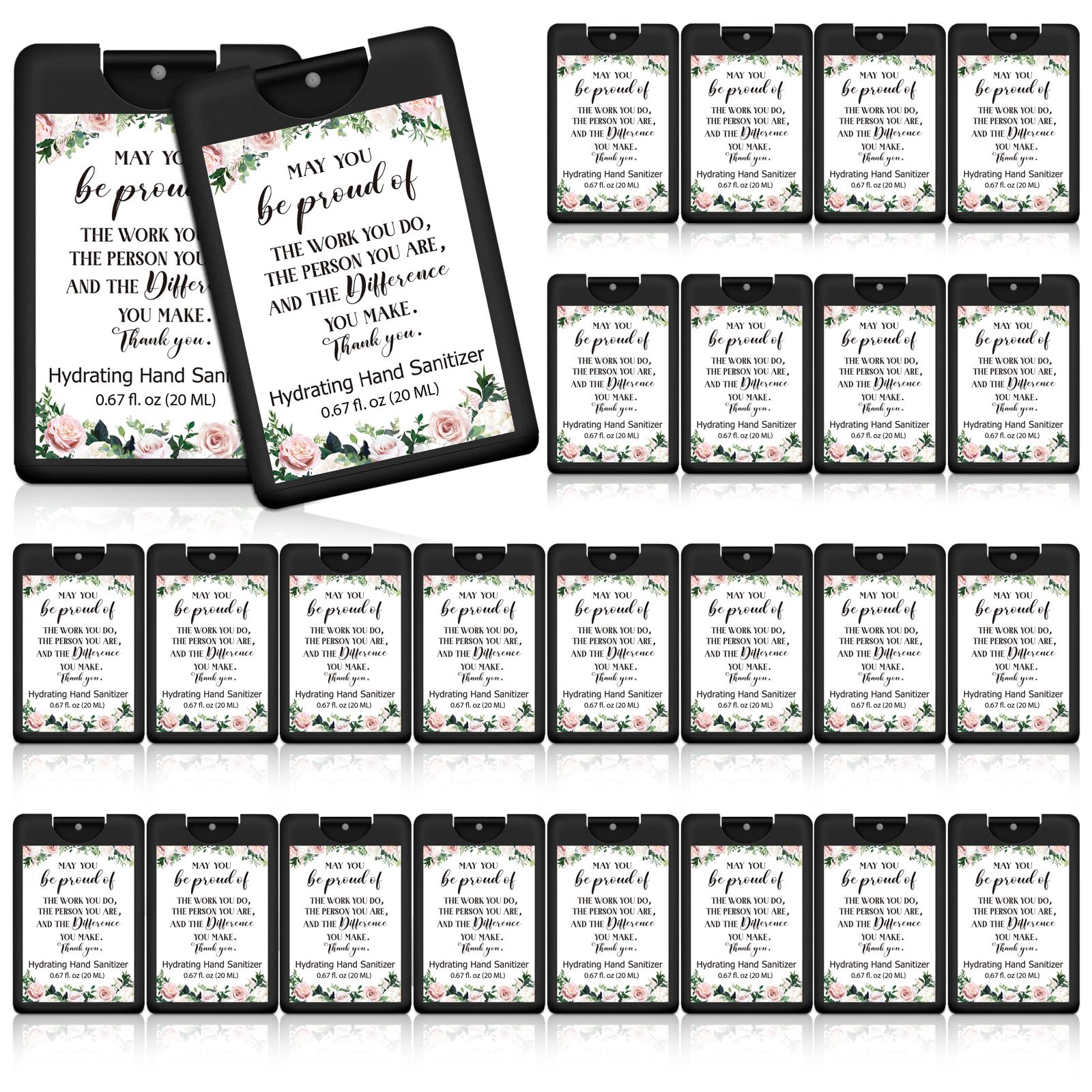 Dansib 24-pack travel size sanitizer sprays, convenient for pockets and gifts.