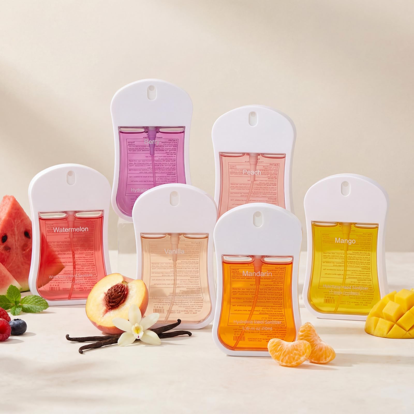 Six-pack travel size sanitizers easy to carry in bags for on-the-go protection.