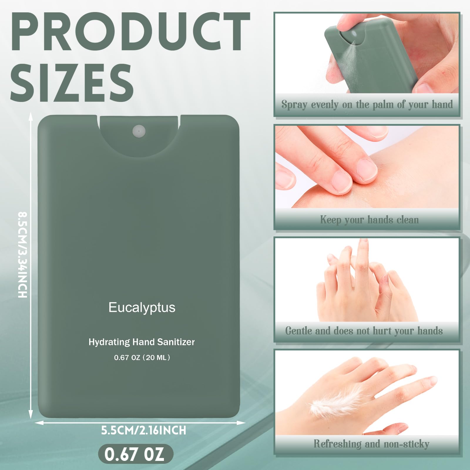 Dansib hand sanitizer green bottle, compact for pockets and purses.