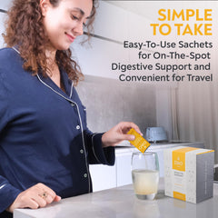 DAO Labs Digestive Harmony effervescent powder fizzing in water with citrus aroma