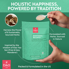 Serving glass with fizz as DAO Labs Emotional Balance dissolves in water.
