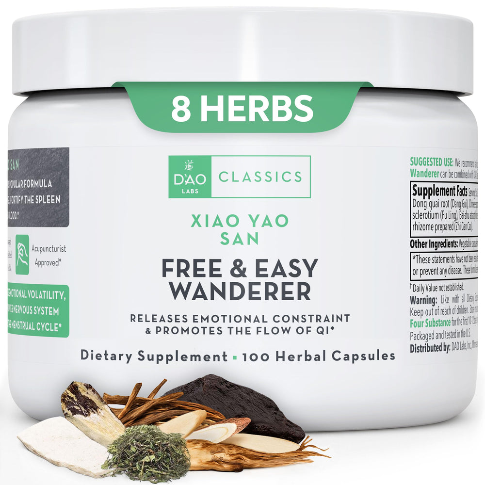 DAO Labs Free and Easy Wanderer bottle front suggests mood support possibilities.