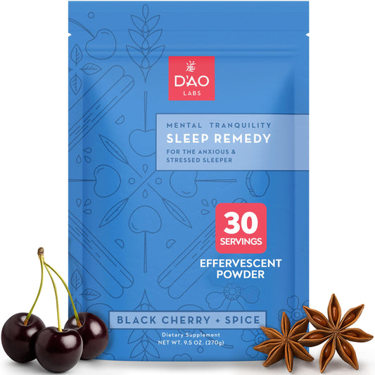 DAO Labs Mental Tranquility bottle for calm bedtime preparation.
