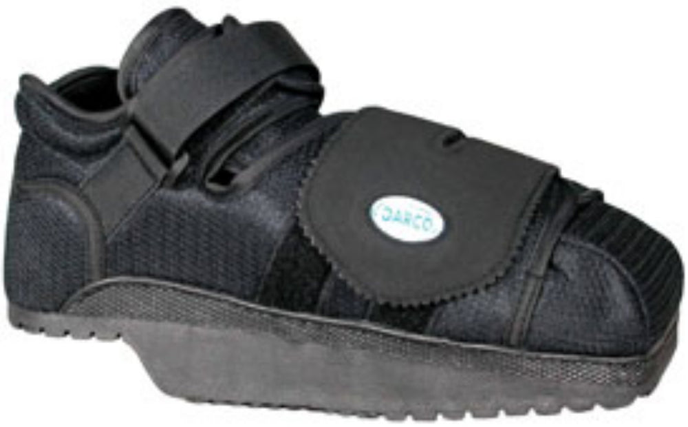 Darco International n Heel Wedge Healing Shoe features secure ankle strap for safe ambulation.