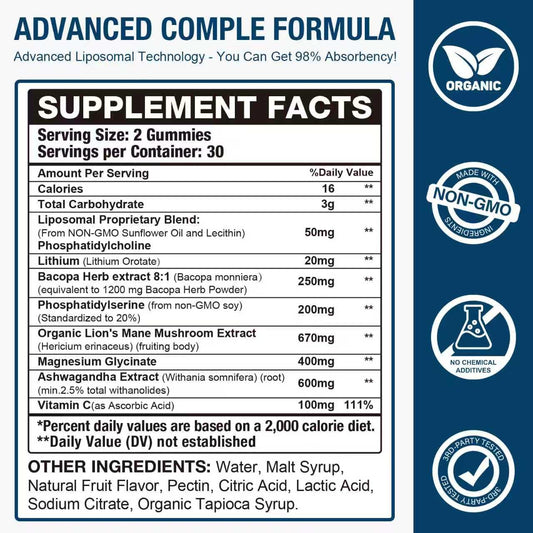 Darkenlst gummies with ashwagandha and bacopa for calm focus