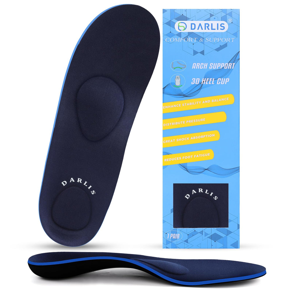 DARLIS arch-support insoles with front metatarsal pad for even pressure across toes
