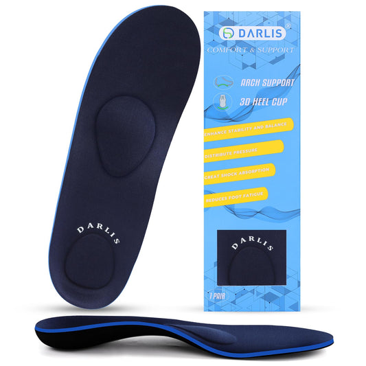 DARLIS arch-support insoles with front metatarsal pad for even pressure across toes