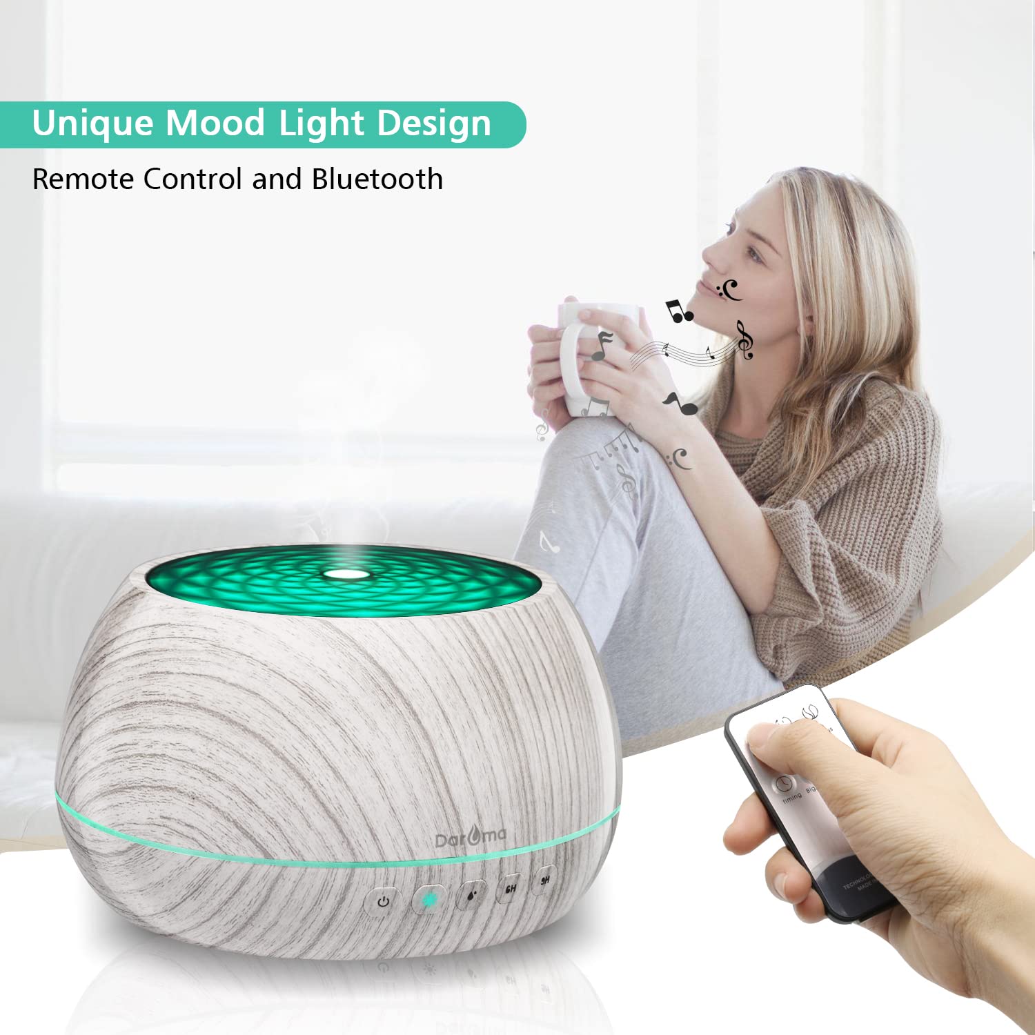 DAROMA diffuser side view showing compact silhouette ideal for office desks