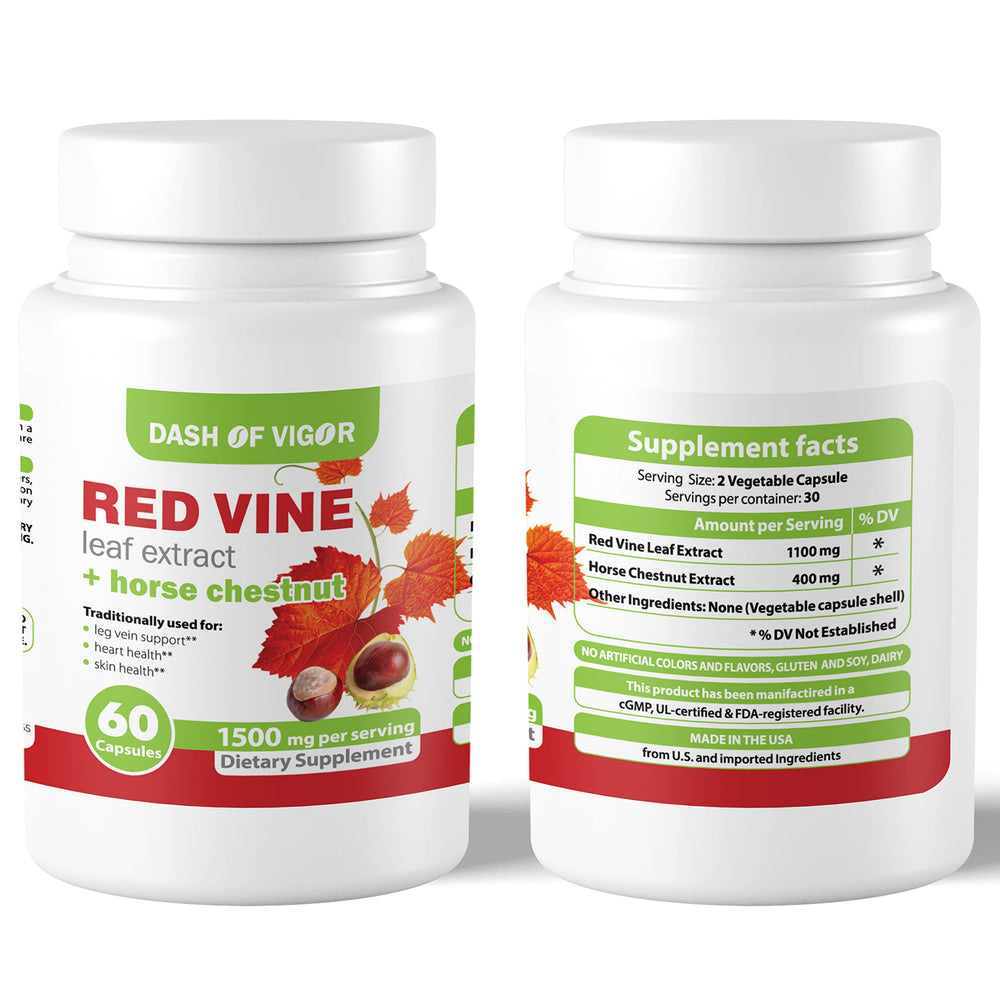 Dash of Vigor horse chestnut extract capsules close-up ready to take