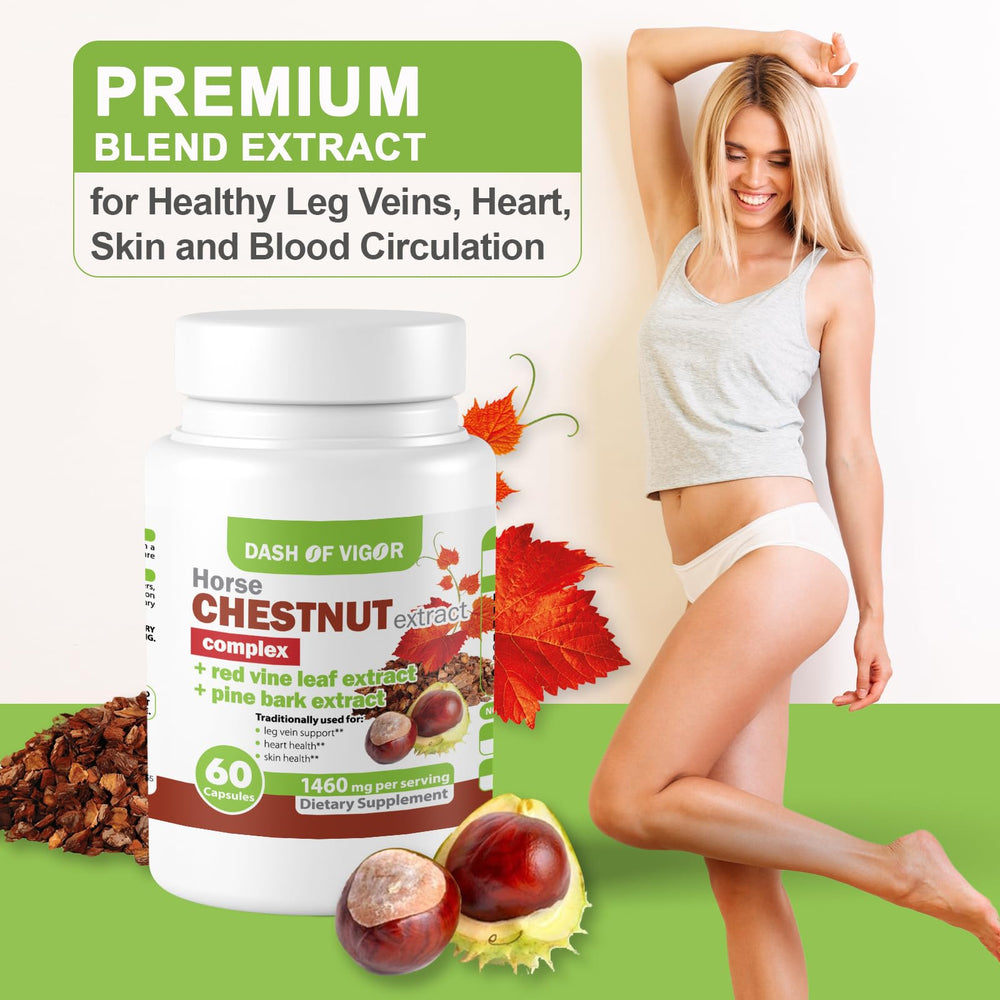 Dash of Vigor pine bark extract bottle emphasizes traditional support for healthy circulation