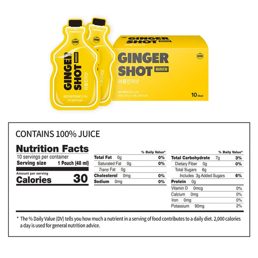 DASHIN MARUEM ginger shot pour ready-to-drink convenience.