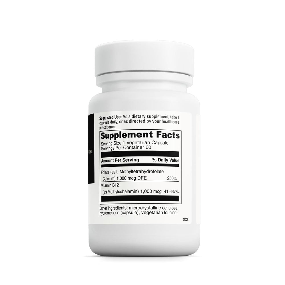 DaVinci 5-MTHF/B12 MC 2000 bottle side with dosage information