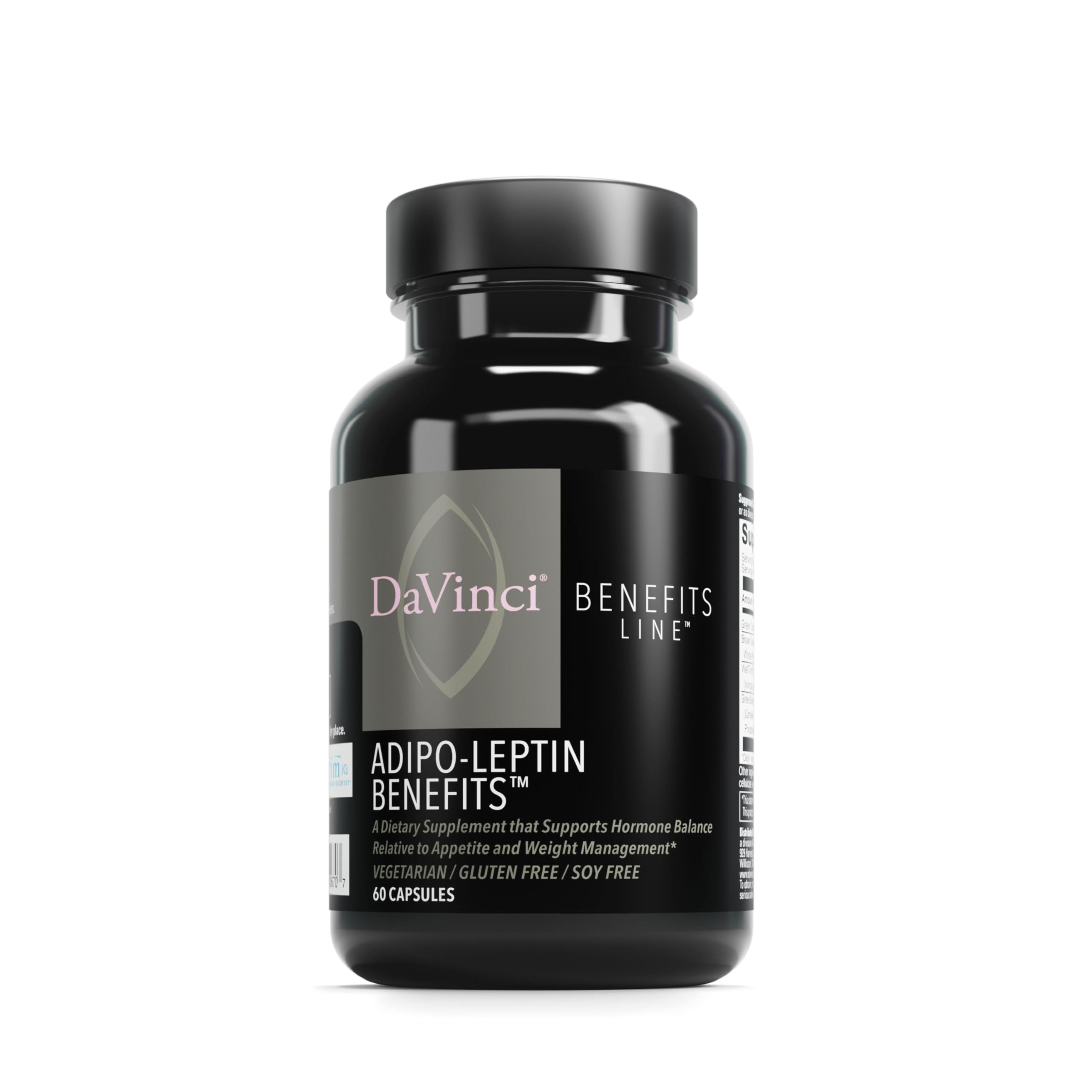 DAVINCI Adipo-Leptin bottle label showing hormone balance support.