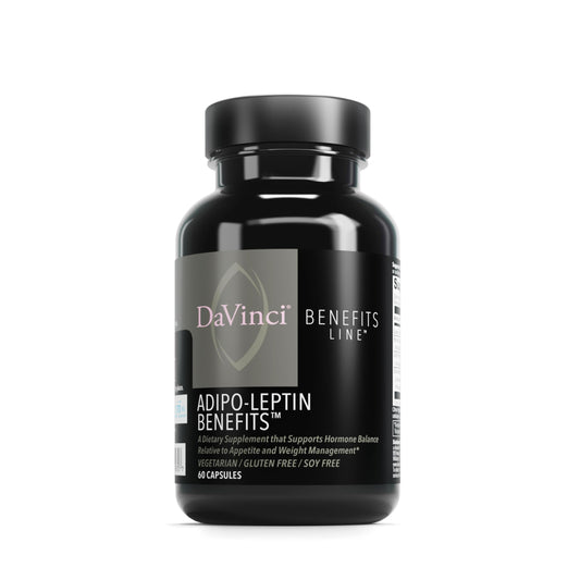 DAVINCI Adipo-Leptin bottle label showing hormone balance support.