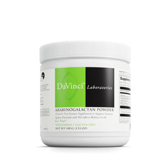 DAVINCI Arabinogalactan powder bottle shown for immune and gut support.