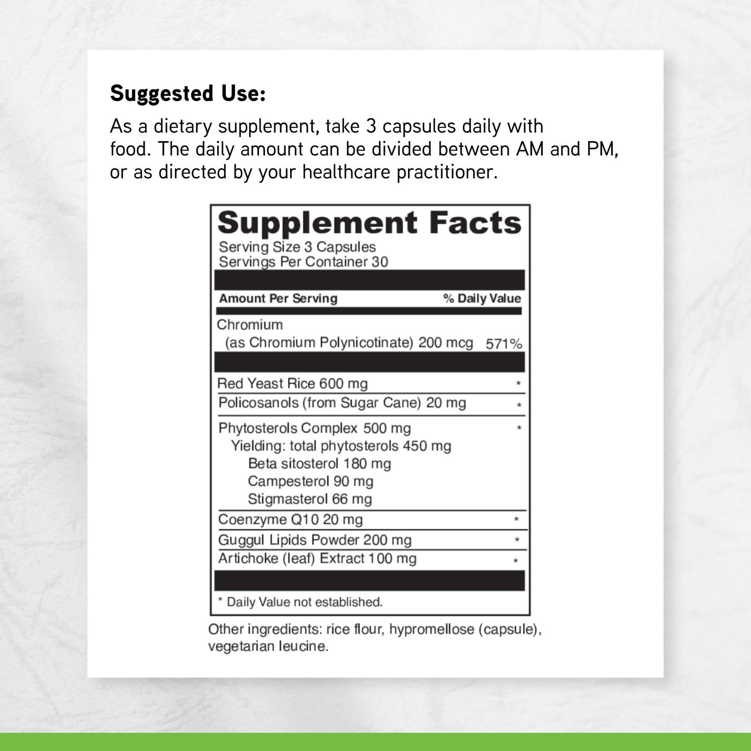 DAVINCI CholestSure ingredients artichoke leaf extract and CoQ10 close-up