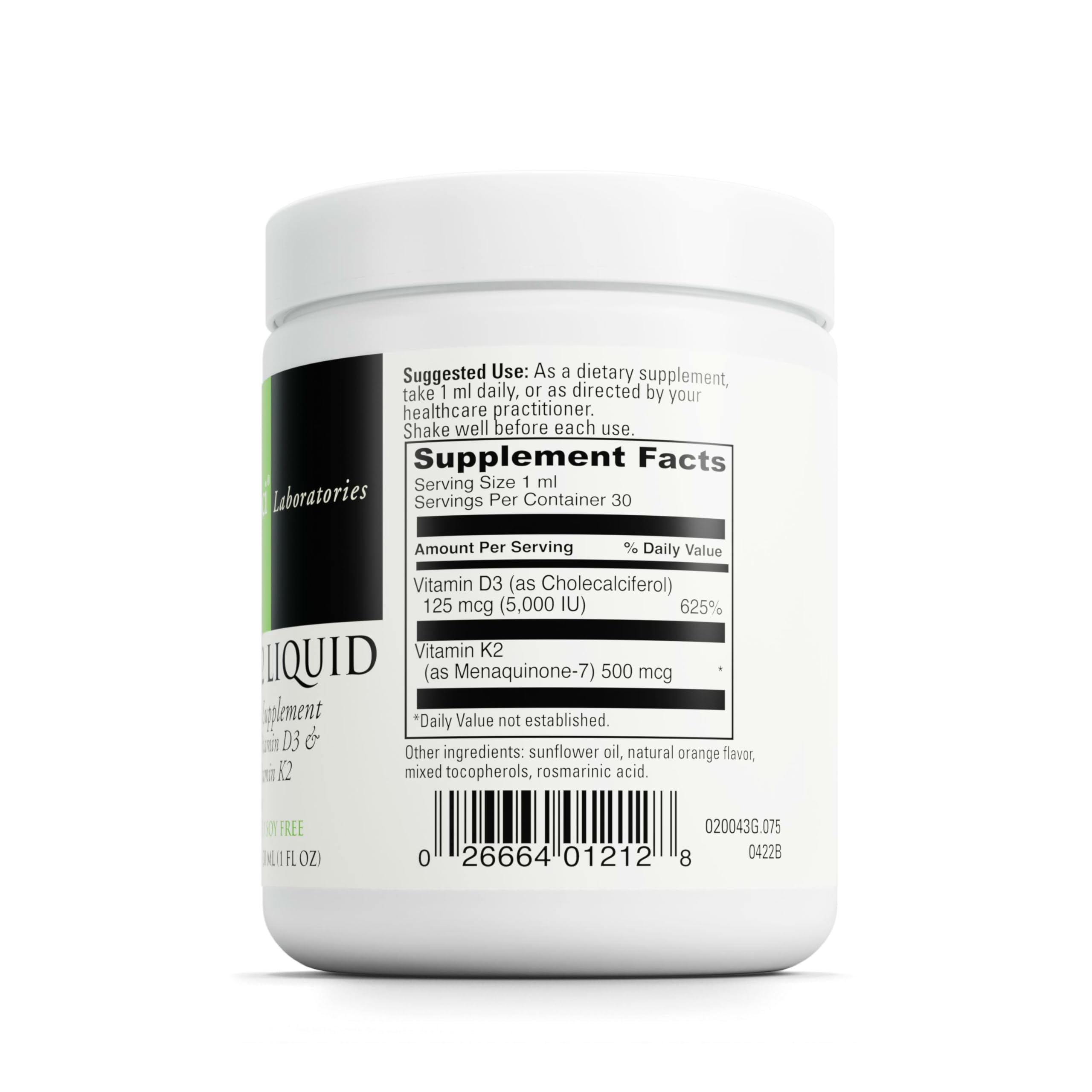 DAVINCI D3/K2 Liquid label close-up shows D3 and MK-7 ingredients.
