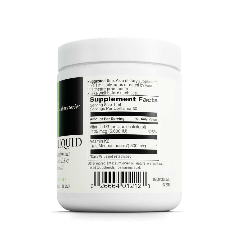 DAVINCI D3/K2 Liquid label close-up shows D3 and MK-7 ingredients.