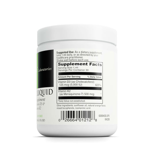 DAVINCI D3/K2 Liquid label close-up shows D3 and MK-7 ingredients.