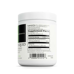 DAVINCI D3/K2 Liquid label close-up shows D3 and MK-7 ingredients.