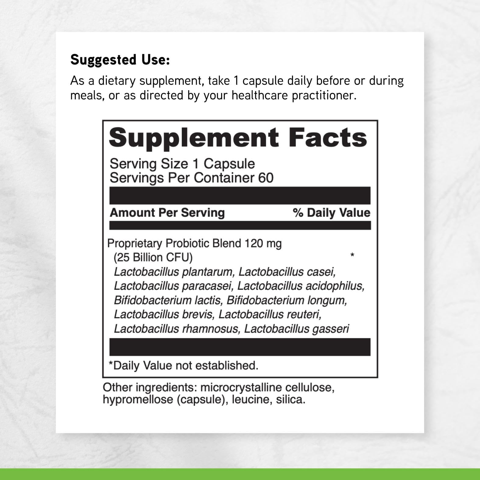 DAVINCI Daily Best Probiotic illustration highlights plant-based supplement details.