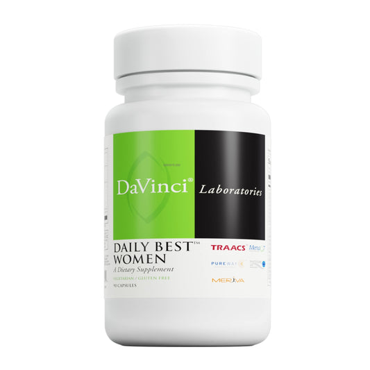 DAVINCI Daily Best Women bottle close-up for daily wellness support.