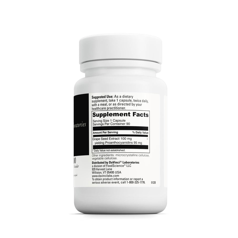 DAVINCI Grape Seed-100 capsules close-up for easy daily wellness.